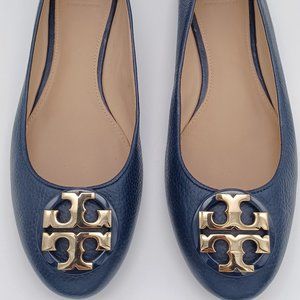 Tory Burch Leather Ballet Flats in Navy Blue